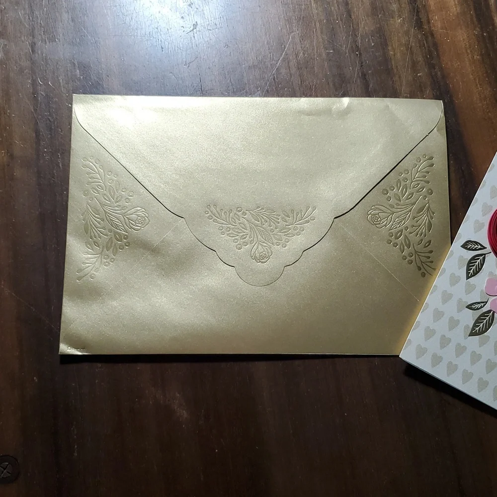 Valentine's Day Oversized Greeting Card for Woman Partner Rose Gold Fancy Ornate